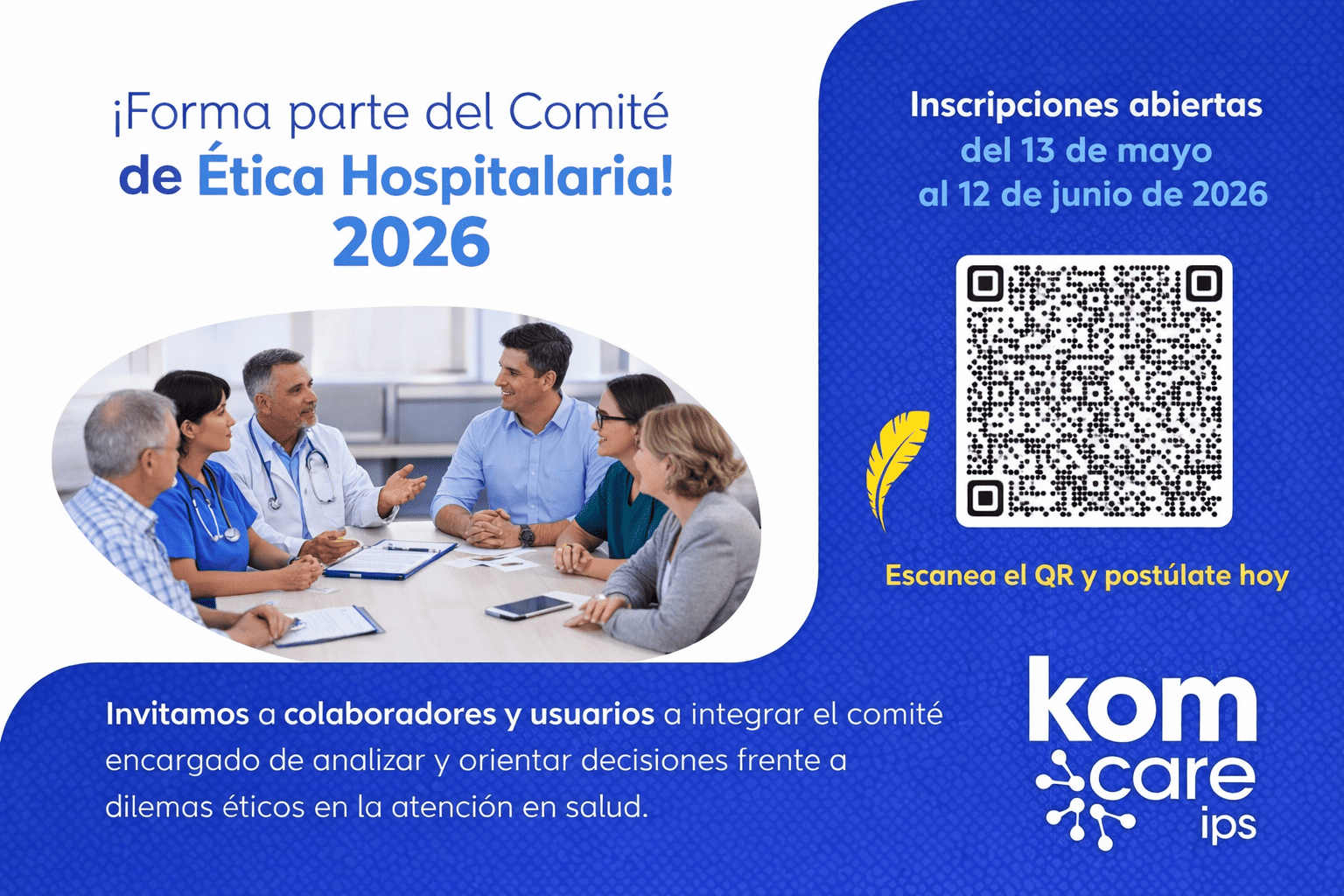 Convocatoria - Comité de Ética Hospitalaria KOM CARE IPS